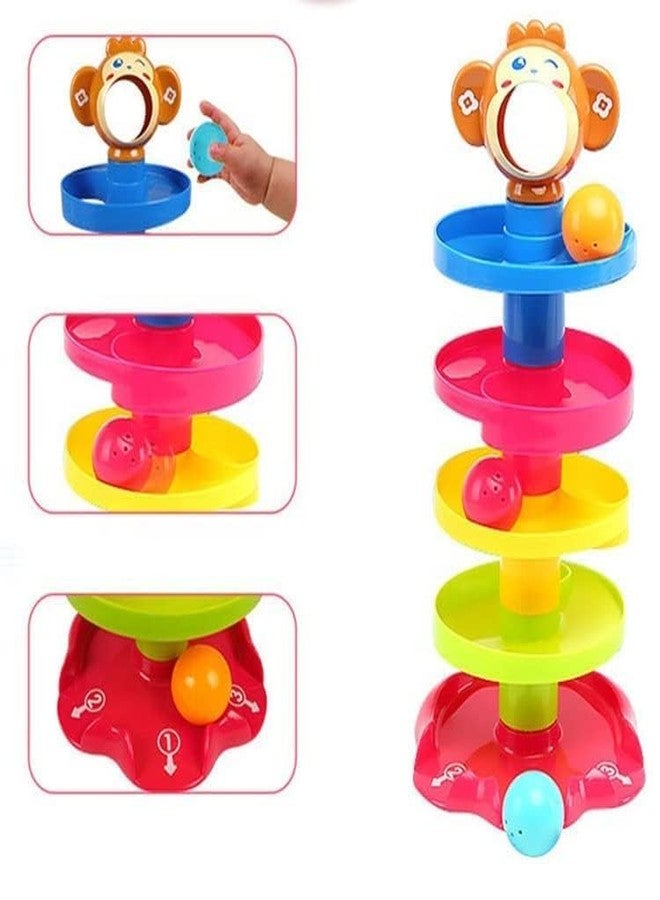 JD PRO لعبة JD PRO Ramp Roll، و Ball Drop، و Roll Swirling Tower للأطفال الصغار | 3 كرات خشخيشة أحجية مصنوعة من مواد غير سامة | لعبة تكديس للأطفال من عمر 3 سنوات فما فوق: متعة تفاعلية مثيرة (كرة متدحرجة للأطفال) - Image 2